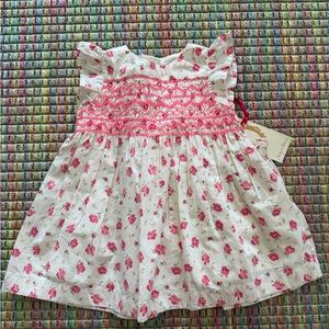 ruby & bloom White Dress with Pink Floral Print